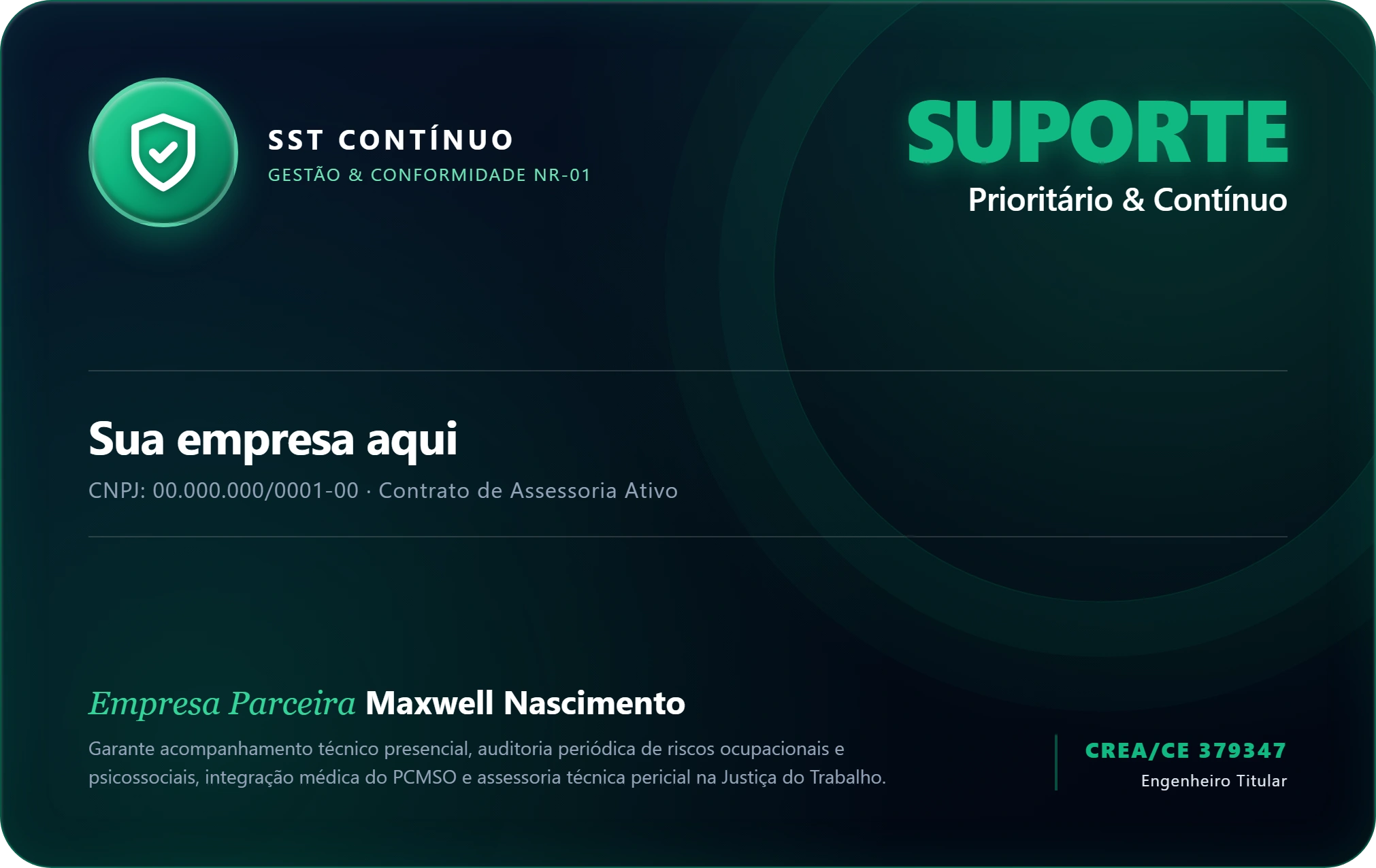 Cartão de Parceria SST e Assessoria Contínua - Maxwell Nascimento